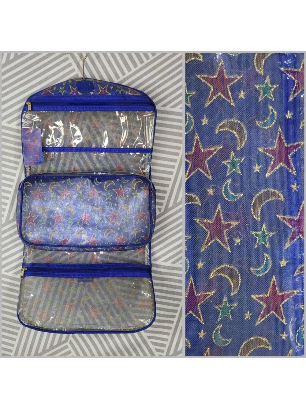 NEW Celestial Stars Moon Toiletry Bag Travel Cosmetic Case Organizer Vintage